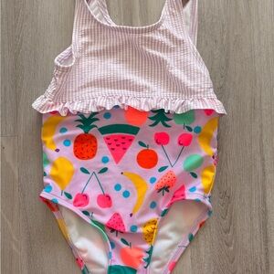 Cat & Jack Pink Fruit-Print One-Piece Swimsuit with Ruffle